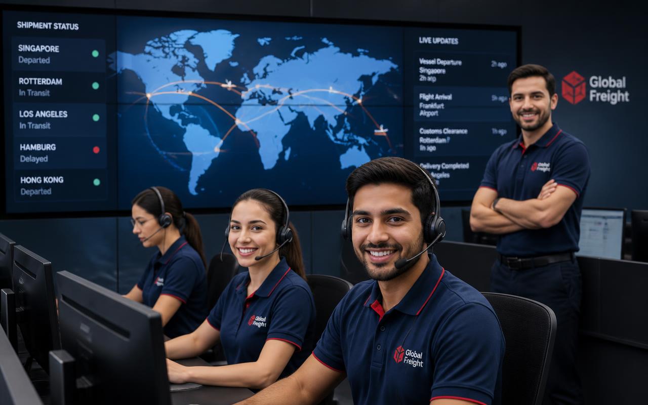 Xpressa customer support team monitoring live global shipping routes